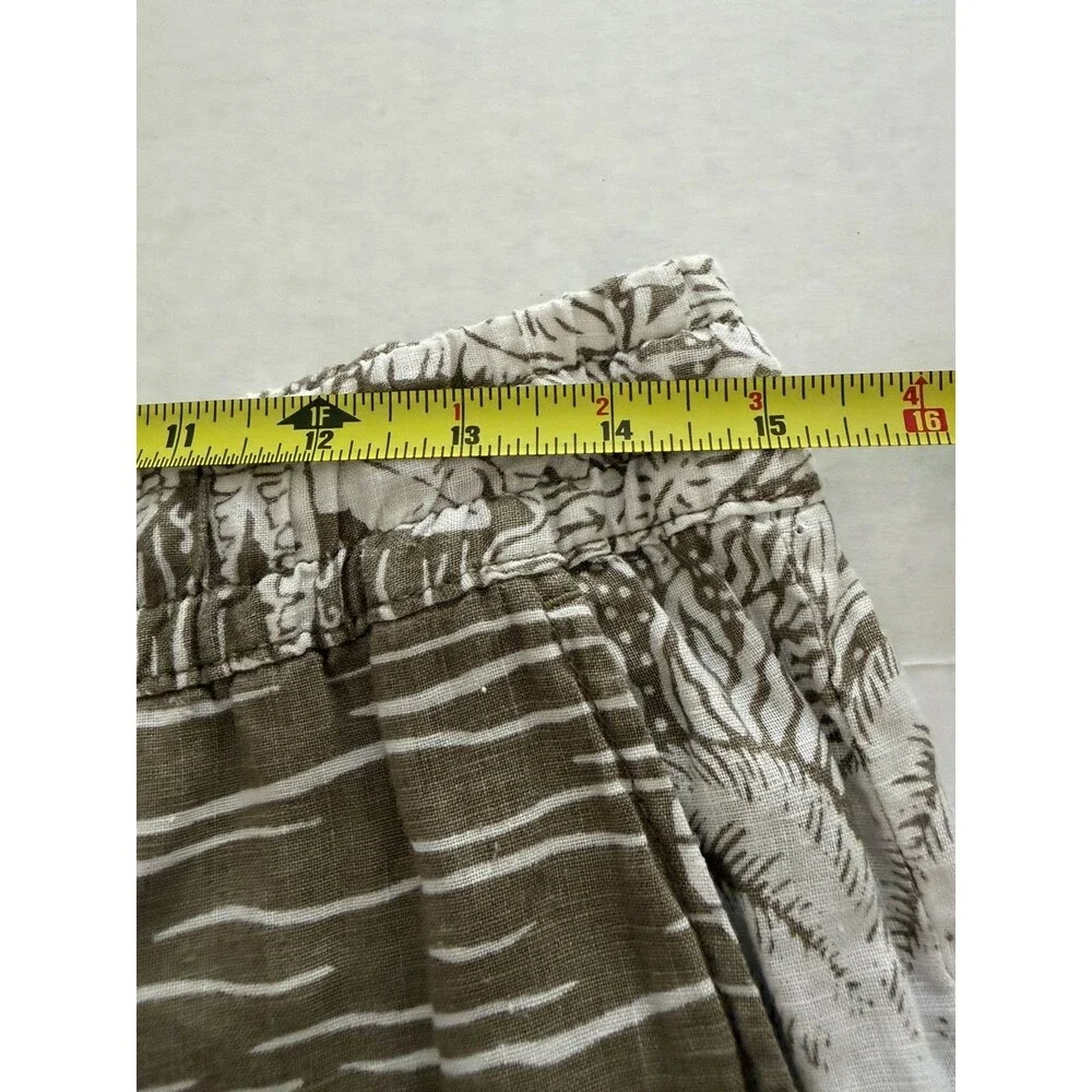 Desmond & Dempsey Women's Linen Palm Tree Pants 6 H&M Tropical Print Beach Vacay